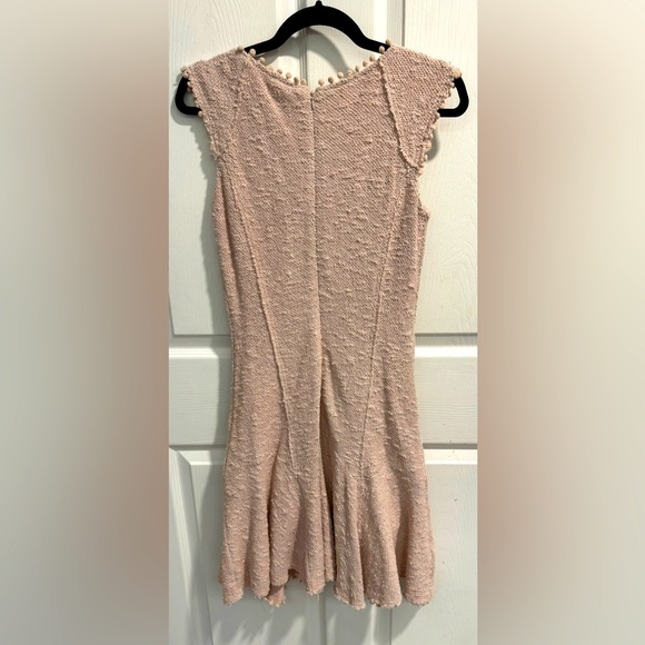 NWOT Venus Pink Cap Sleeve Flounce Dress with Pom-Pom Fringe Detail. Size M. - Picture 4 of 5